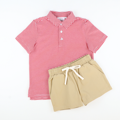 Signature Twill Shorts - Khaki - Southern Smocked Co.