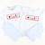 Smocked Back To School Knit Shirt & Shorts Set - Light Blue Micro Stripe & Light Blue Knit