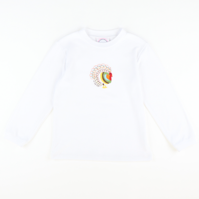 Embroidered Turkey Long Sleeve Shirt - White Knit