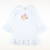 Appliquéd Turkey Knit Ruffle Dress - Light Blue Stripe