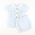 Embroidered Turkeys Collared Top & Bloomer Set - Light Blue Flannel Gingham