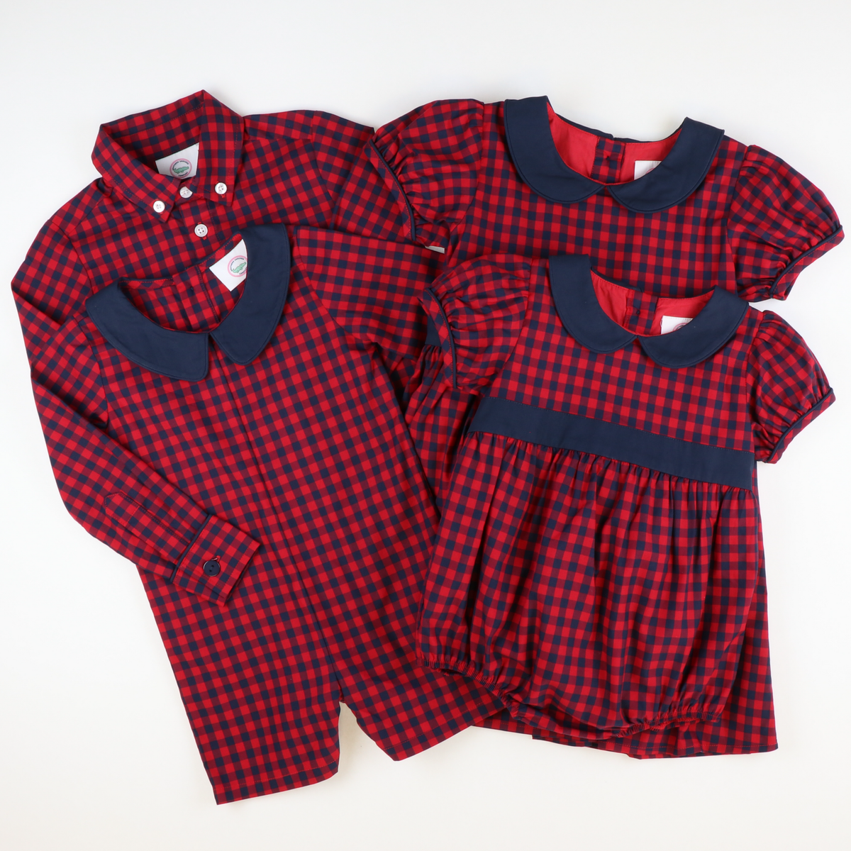 Collared Boy Romper - Red & Navy
