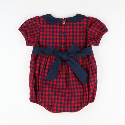 Collared Girl Bubble - Red & Navy