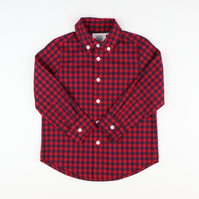 Signature Button Down Collared Shirt - Red & Navy