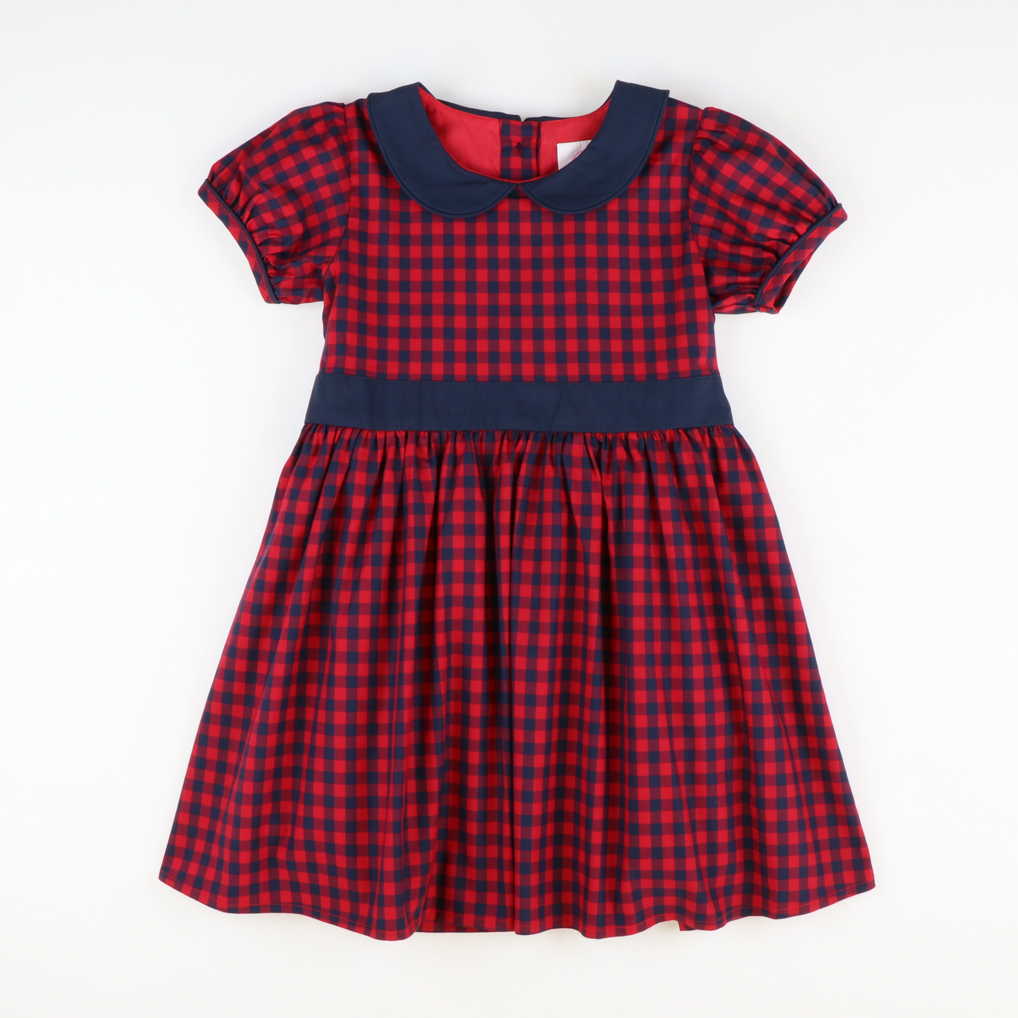 Collared Dress -  Red & Navy