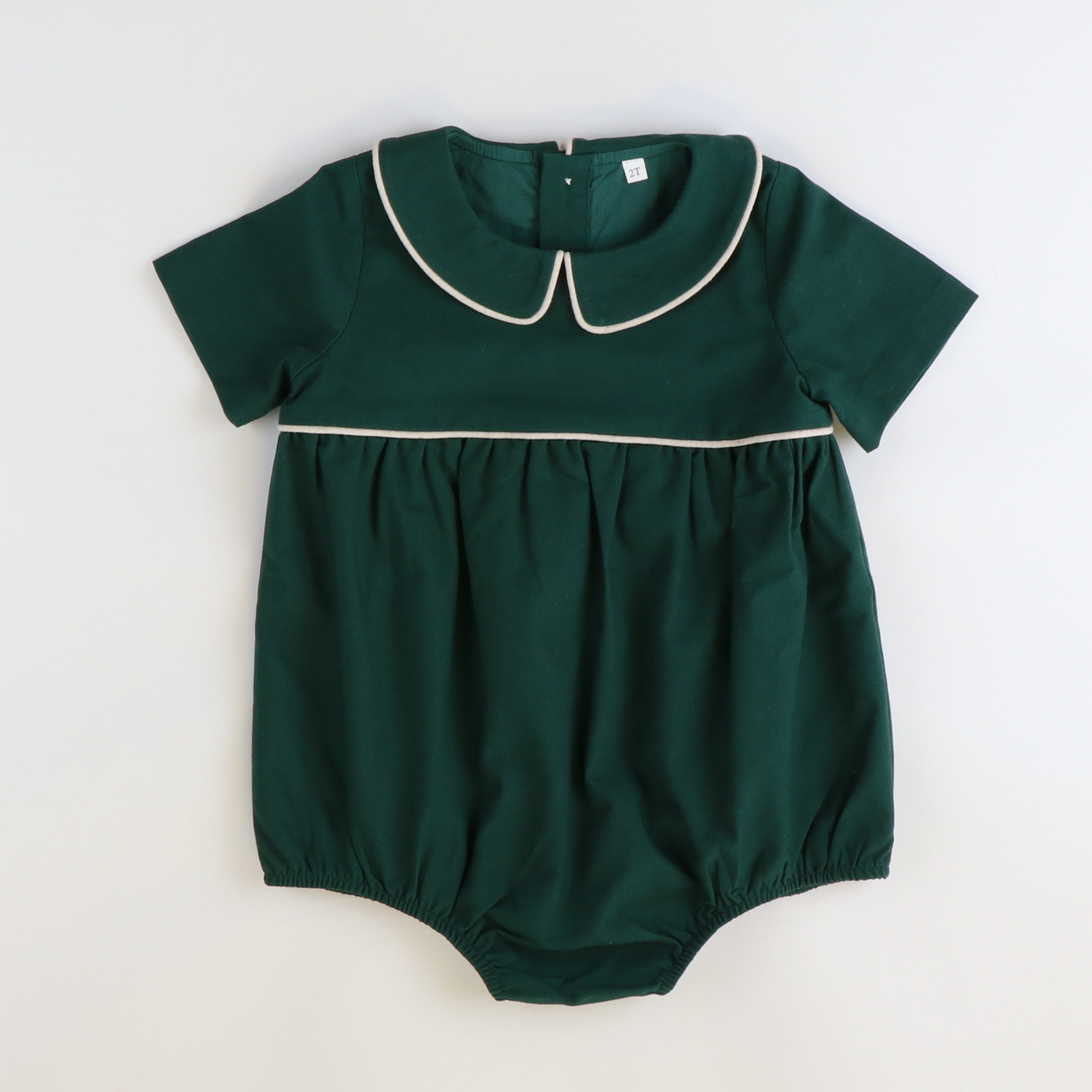 Dark Green & Cream Linen Boy Bubble