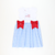 Embroidered Flag Scalloped Dress - Blue Plaid