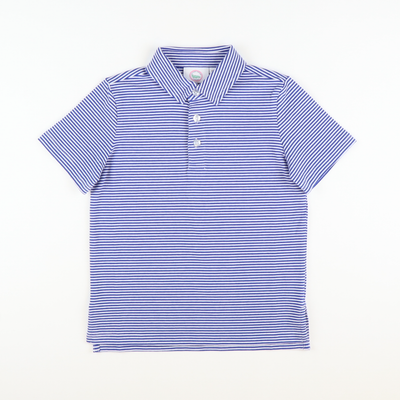 Boys Signature Knit Polo - Royal Blue Thin Stripe - Stellybelly