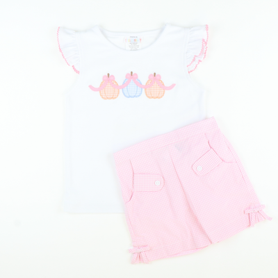 Bow Shorts - Pink Mini Check Seersucker