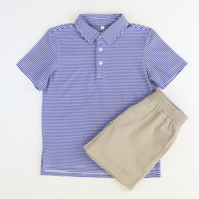 Signature Polo - Royal Blue Stripe Knit