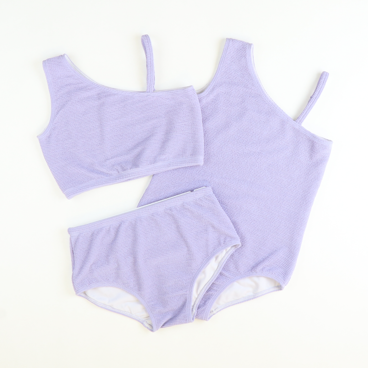 Two-Piece Textured Swimsuit - Lavender