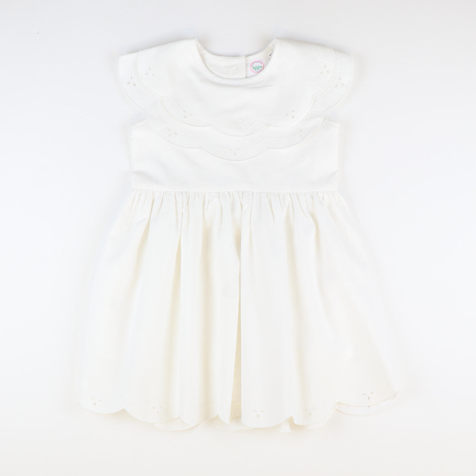 Embroidered Linen Dress - White