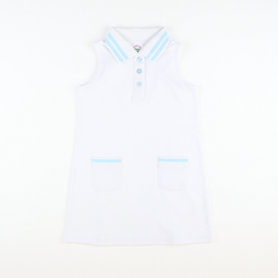 Courtside Tennis Dress - White & Light Blue Courtside Tennis Dress - White & Light Blue