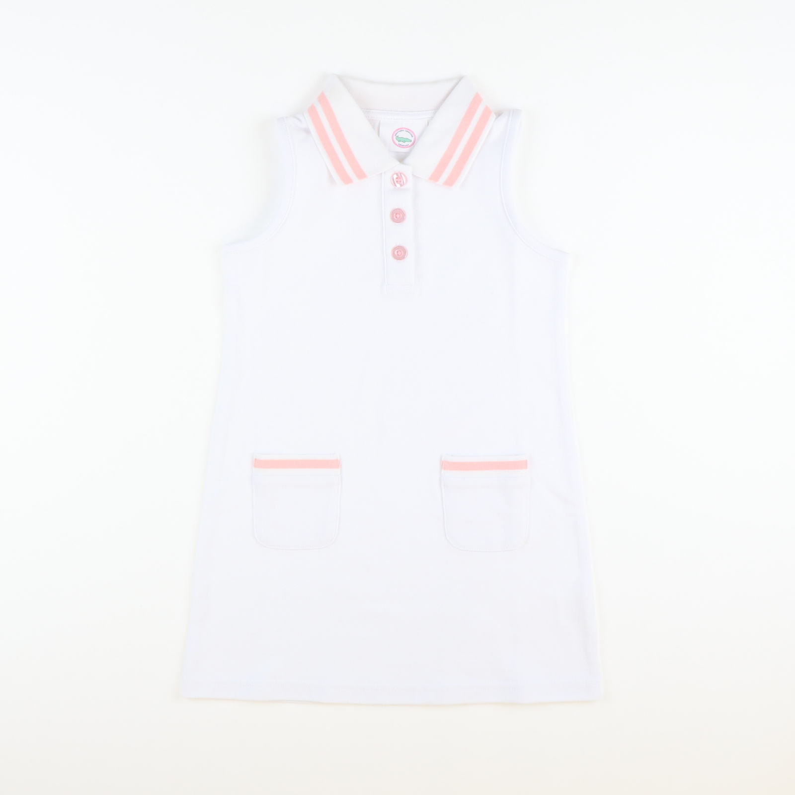 Courtside Tennis Dress - White & Light Pink