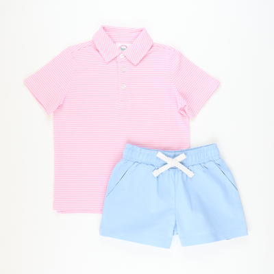 Signature Polo - Pink Stripe Knit