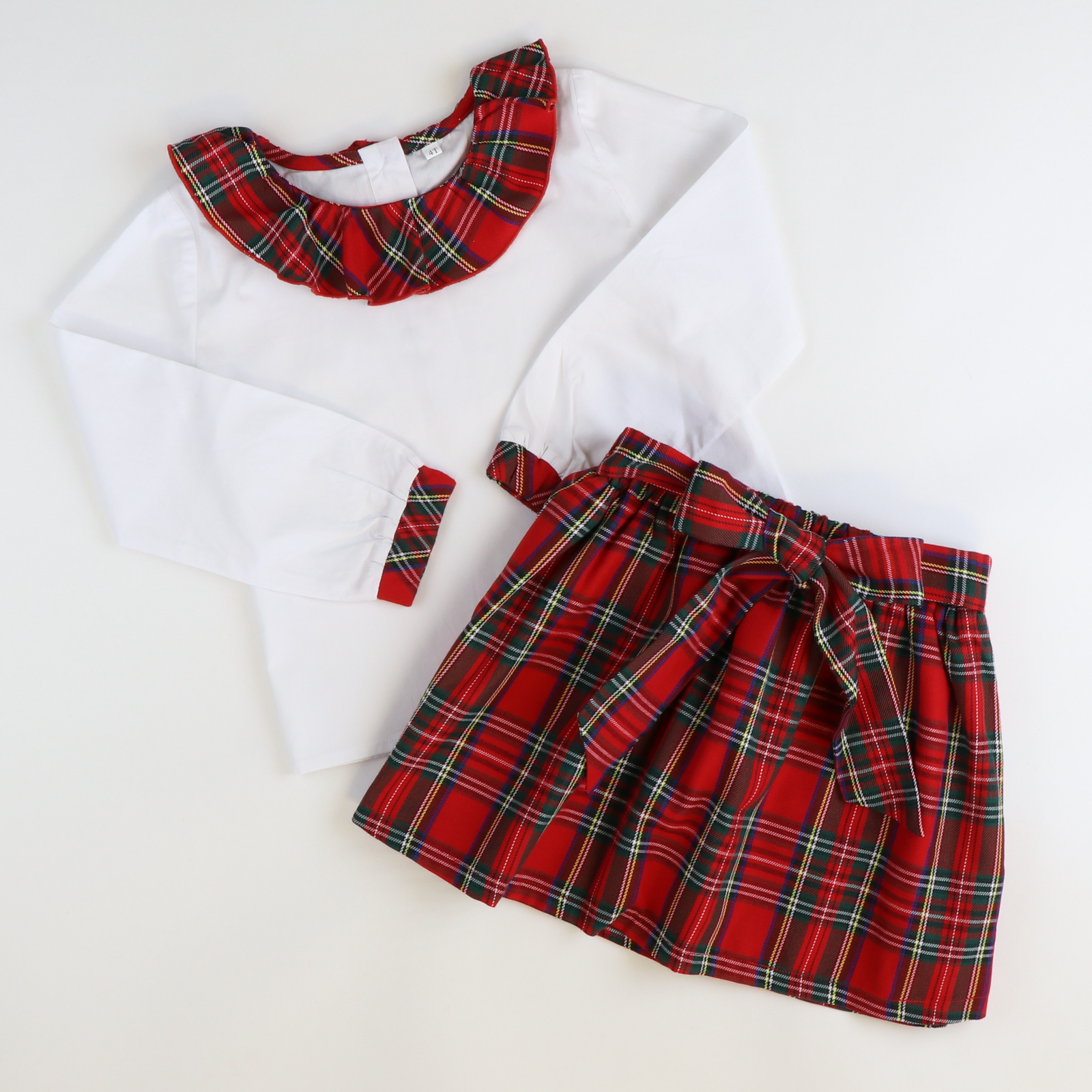 Christmas Plaid Ruffle Blouse & Skirt Set - Stellybelly