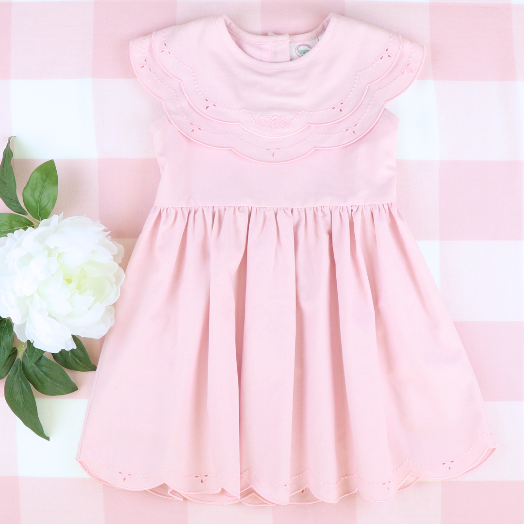Embroidered Linen Dress - Light Pink
