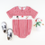 Embroidered Christmas Friends Collared Boy Bubble- Holiday Red Check