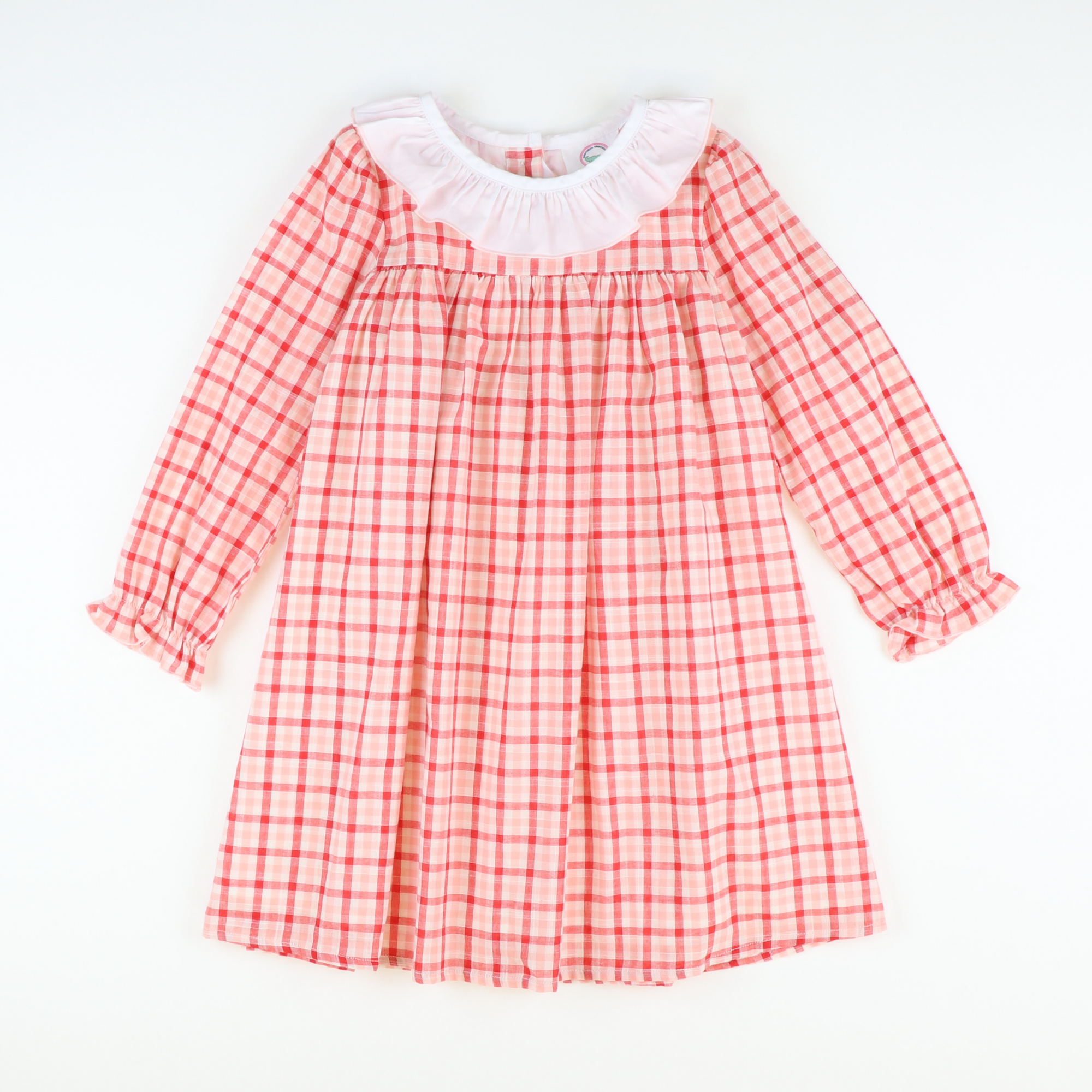 Ruffle Neck Dress -  Red Plaid