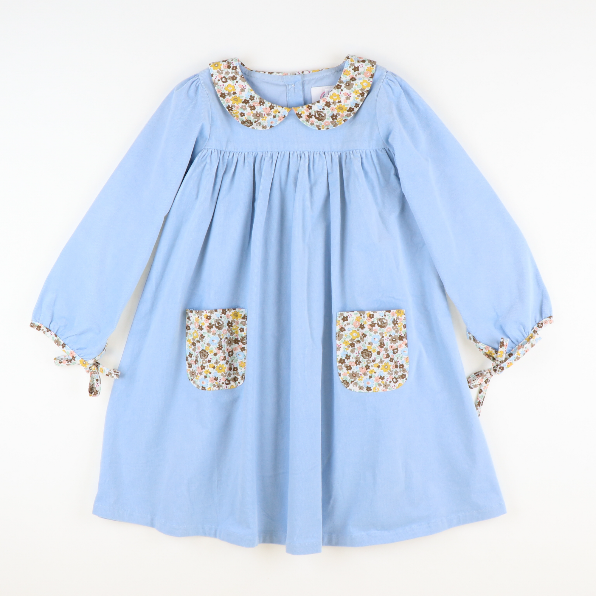 Light Blue Corduroy & Floral Dress