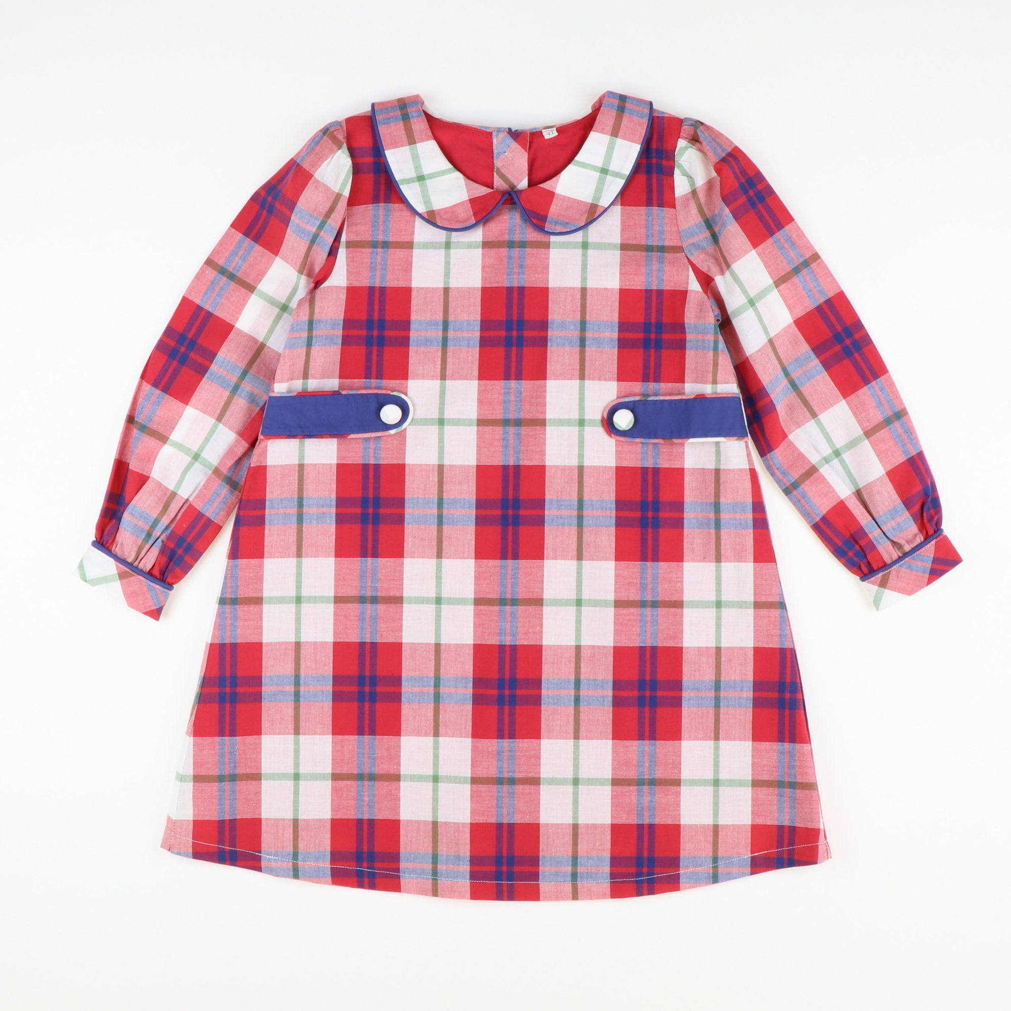 Collared Dress -  Red & Navy Plaid