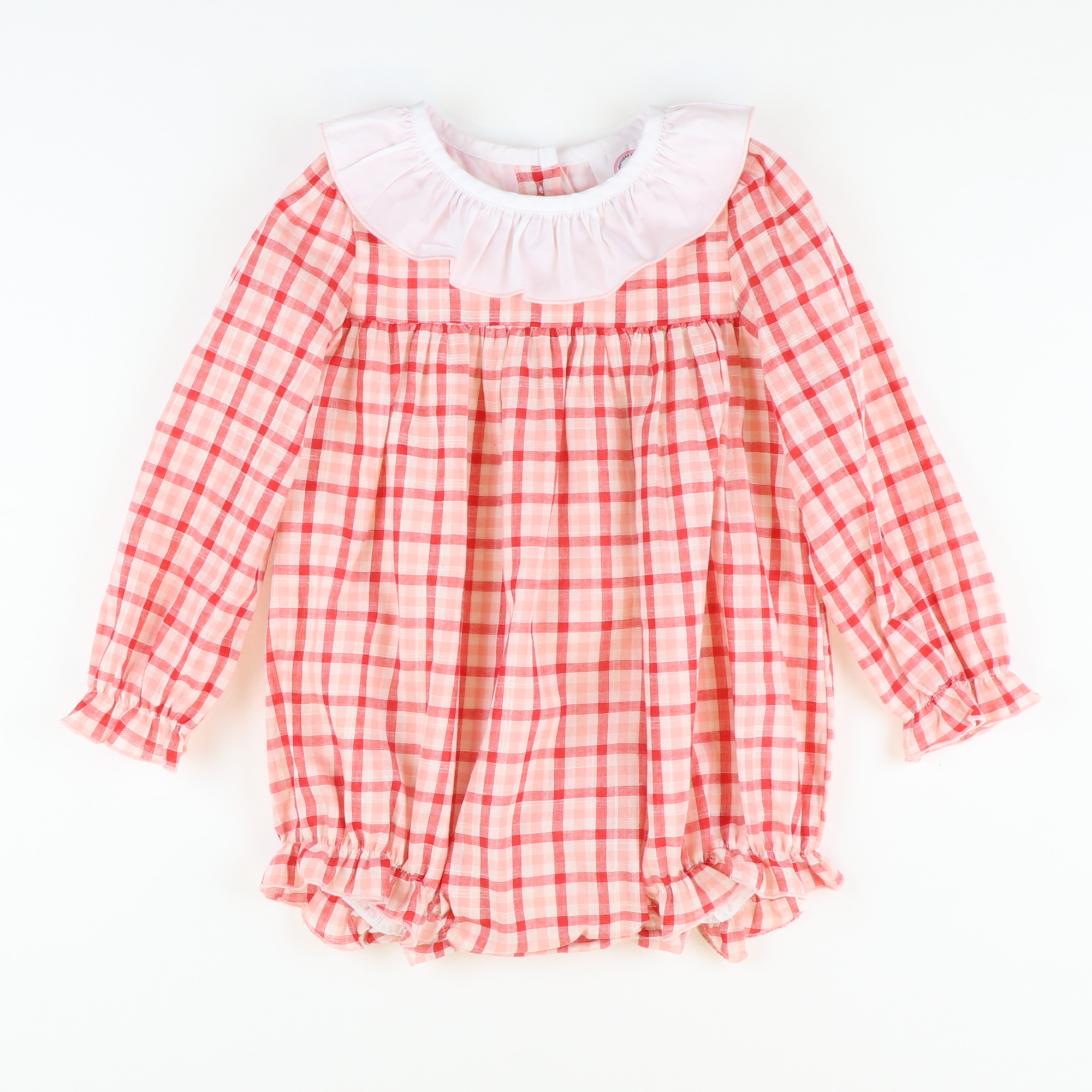 Ruffle Neck Girl Bubble - Red Plaid