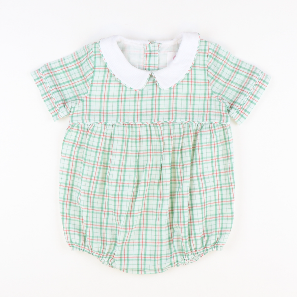Collared Boy Bubble - Red & Green Plaid