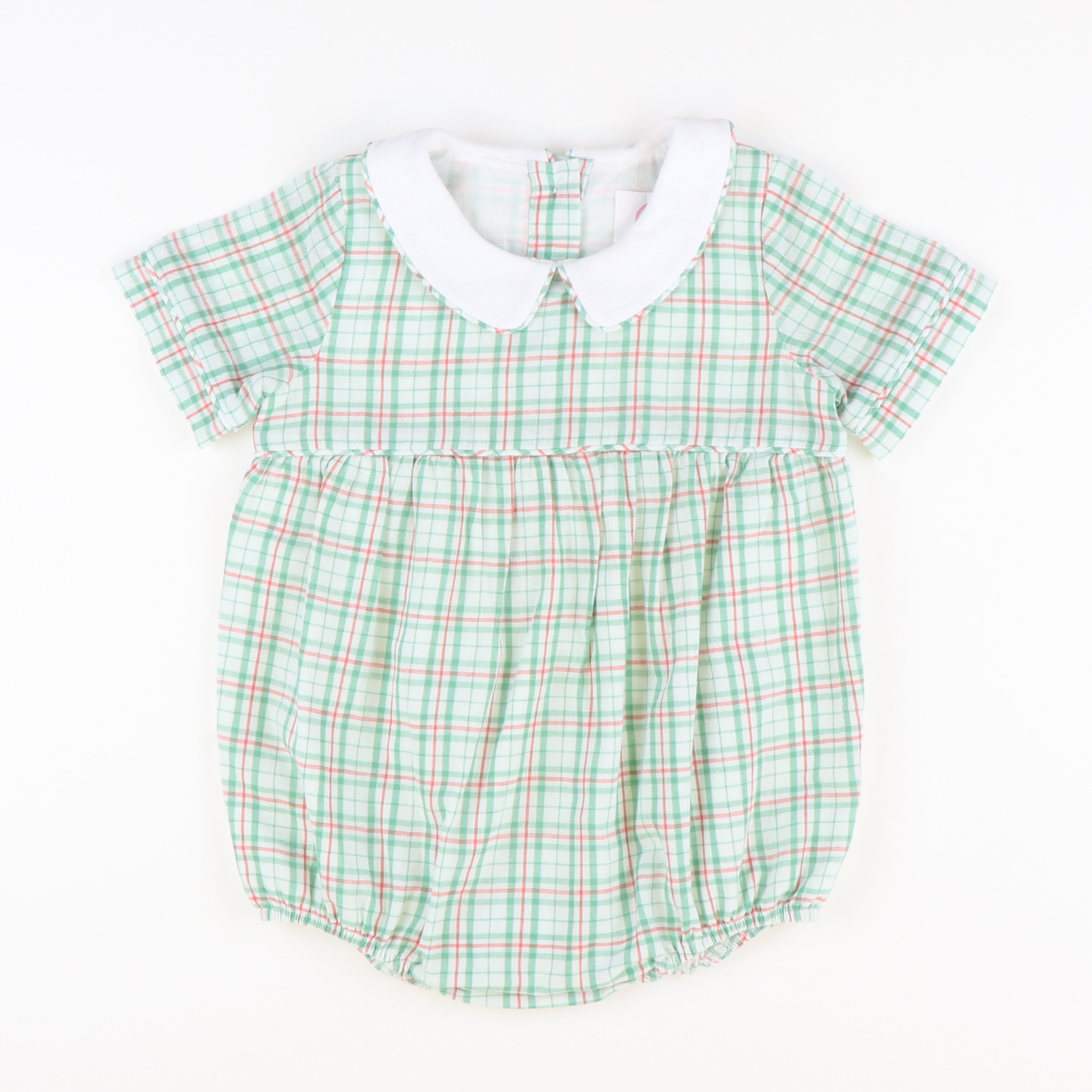 Collared Boy Bubble - Red & Green Plaid