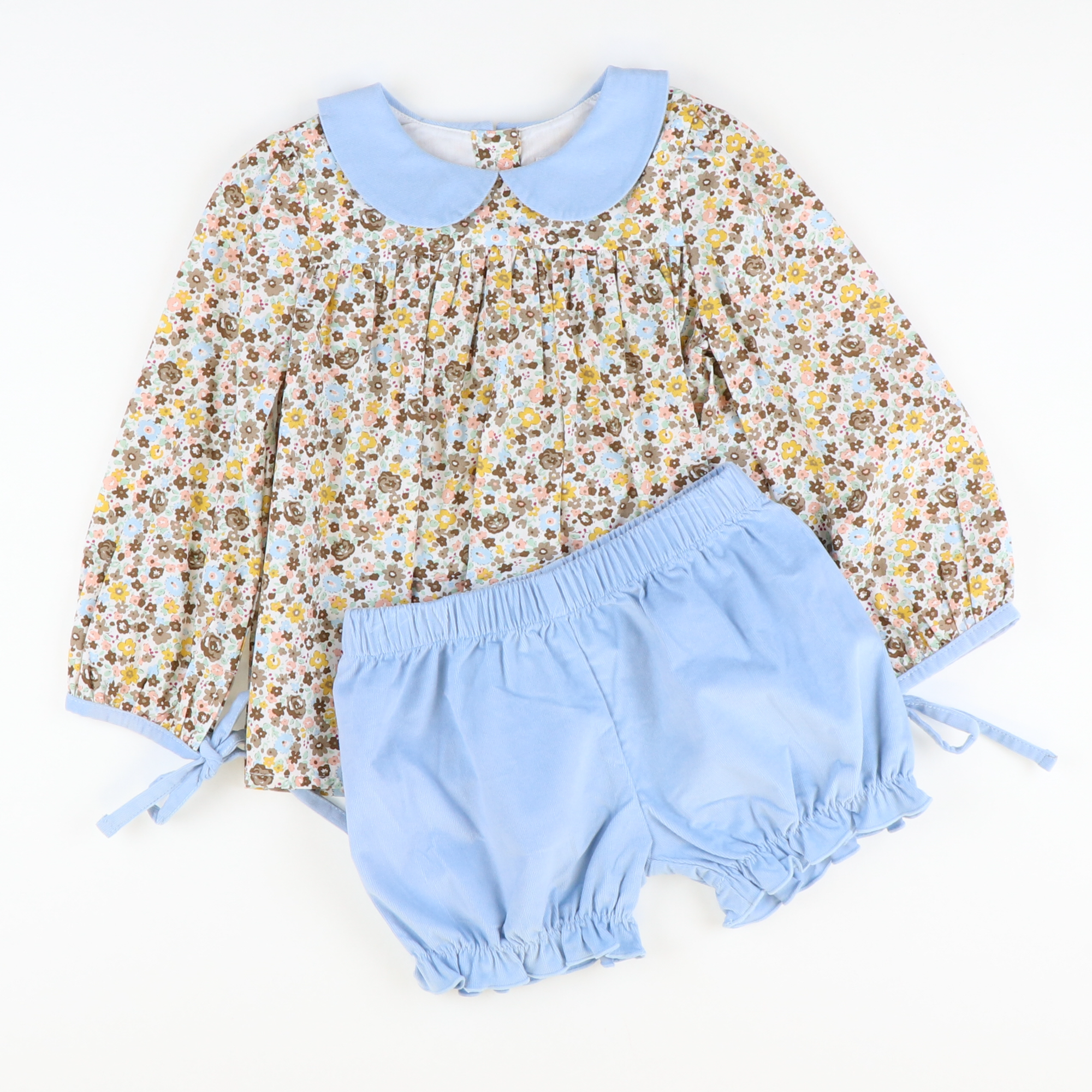 Light Blue Corduroy & Floral Set