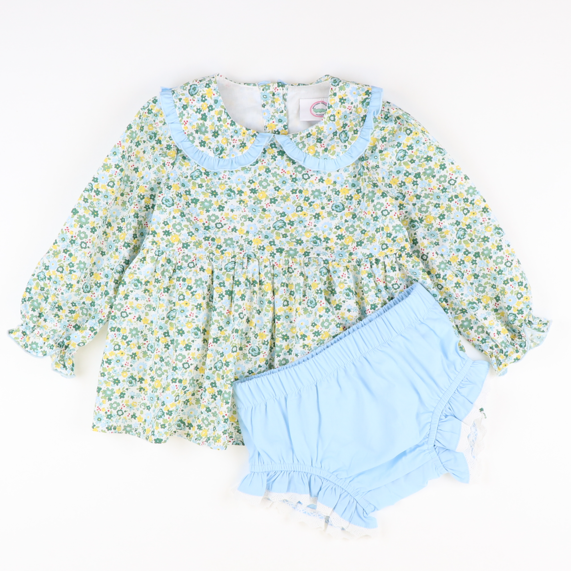 Ruffle Collar Set- Sage & Light Blue Floral