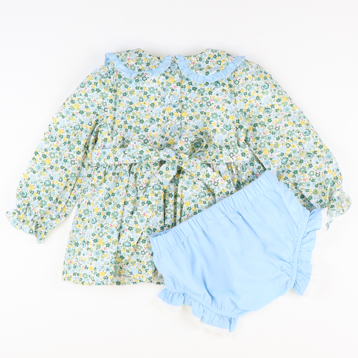 Ruffle Collar Set- Sage & Light Blue Floral