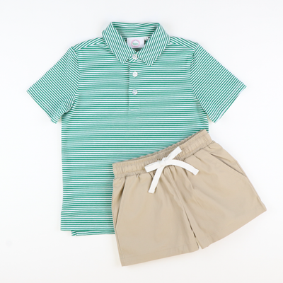 Signature Polo - Green Stripe Knit