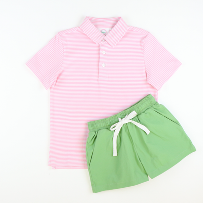Signature Polo - Pink Stripe Knit