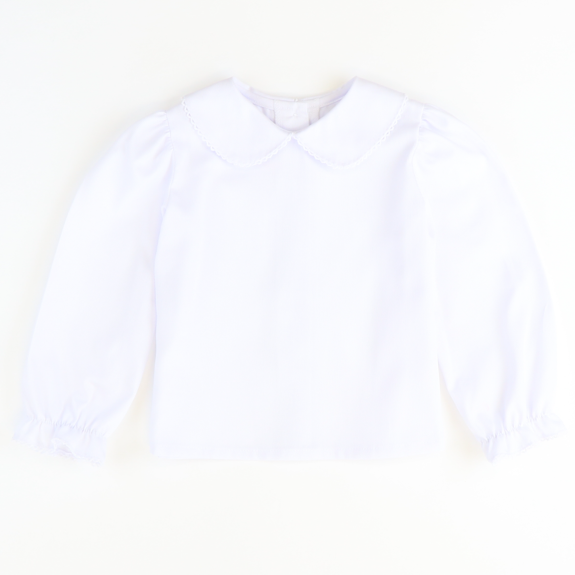 Girls Classic L/S Blouse - White Knit