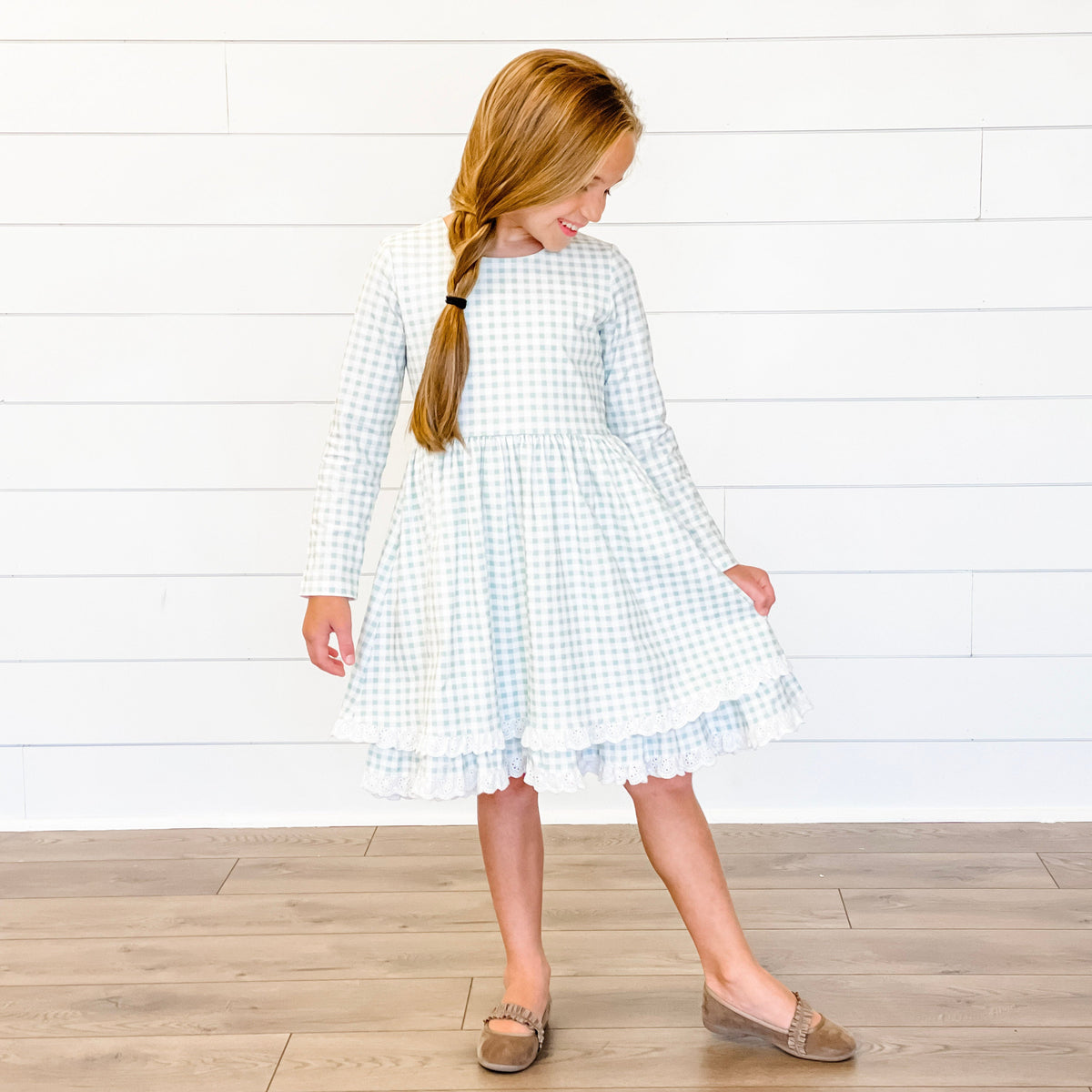 Aubrey Dress - Sage Check - Stellybelly