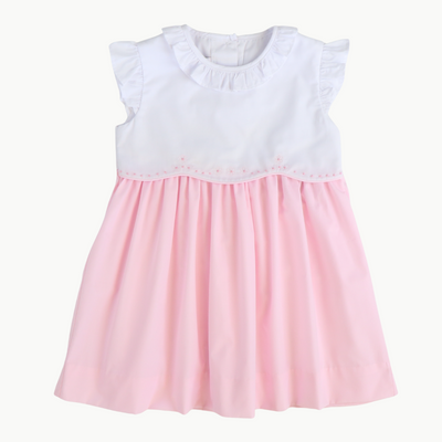 Embroidered Ruffle Dress - Light Pink