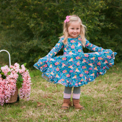 Olivia Dress - Teal Floral