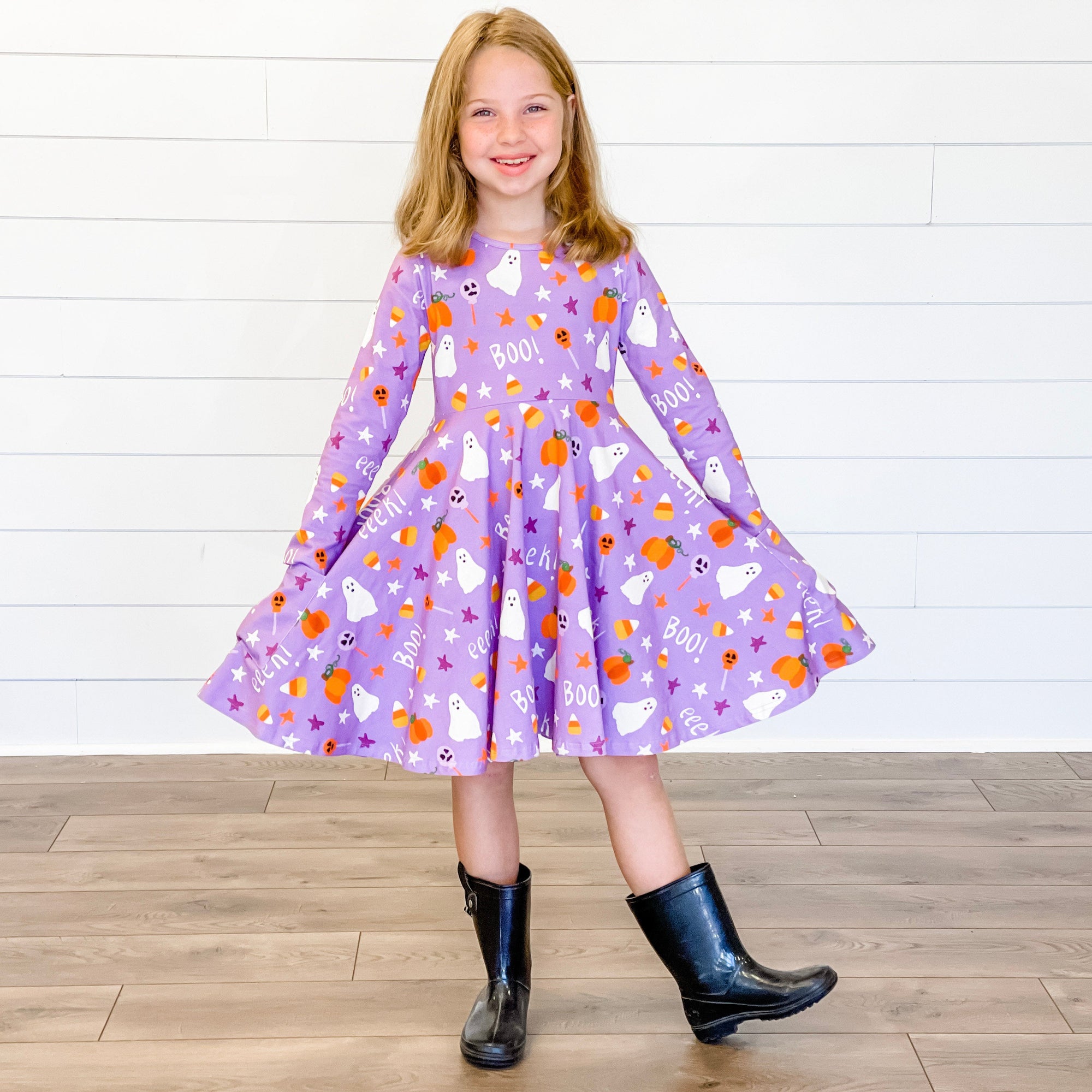 Trick or Treat Purple Knit Twirl Dress - Stellybelly