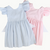 Bow Dress - Light Blue Mini Check Seersucker