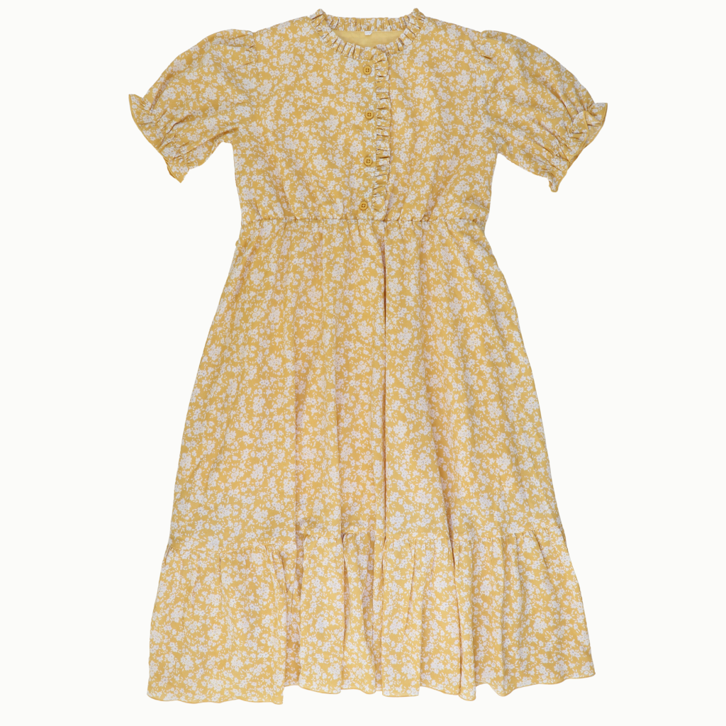 Madison Midi Dress- Mustard Floral
