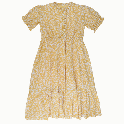 Madison Midi Dress- Mustard Floral