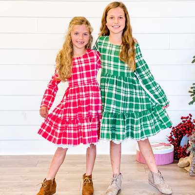 Tallulah Dress - Crimson Plaid - Stellybelly