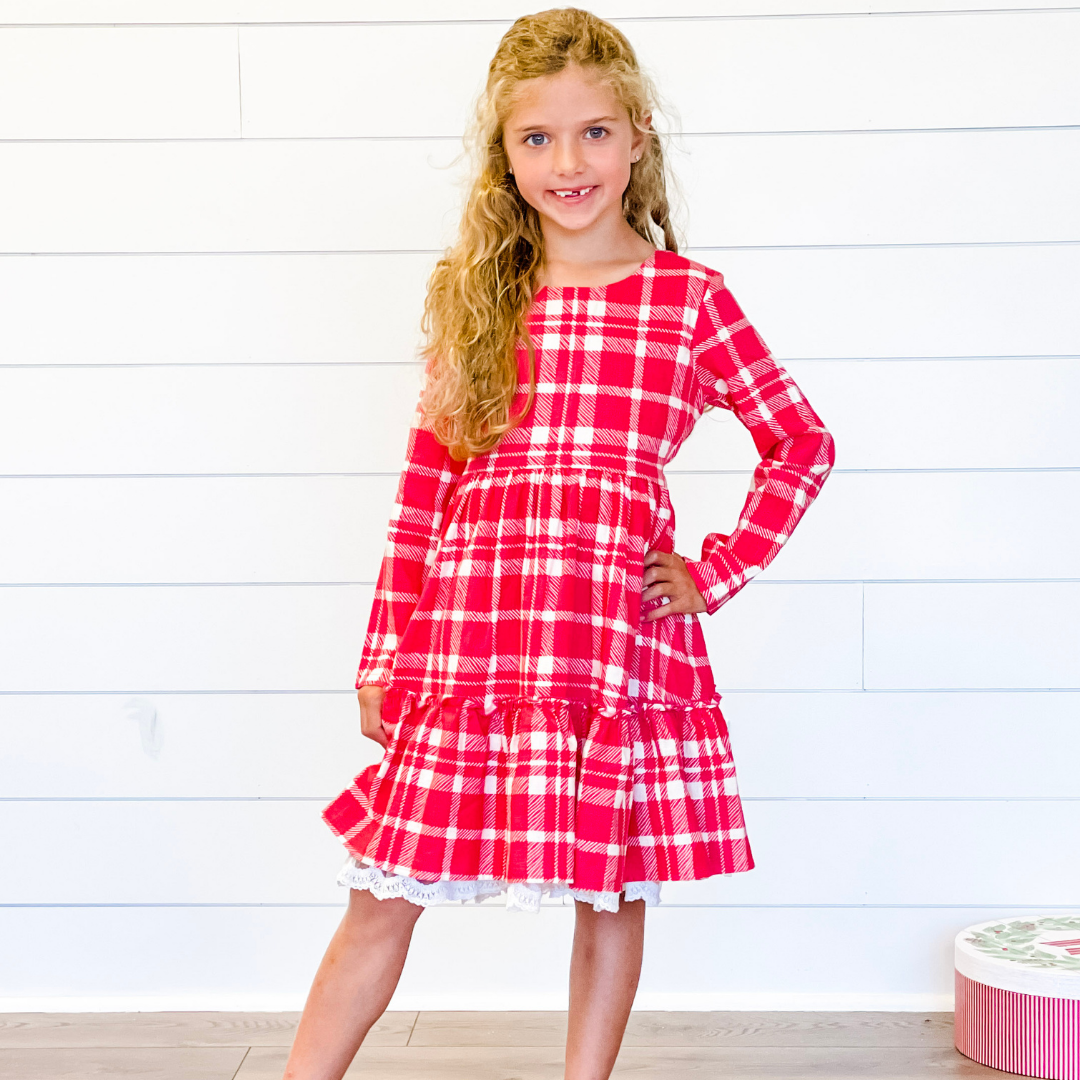 Tallulah Dress - Crimson Plaid - Stellybelly