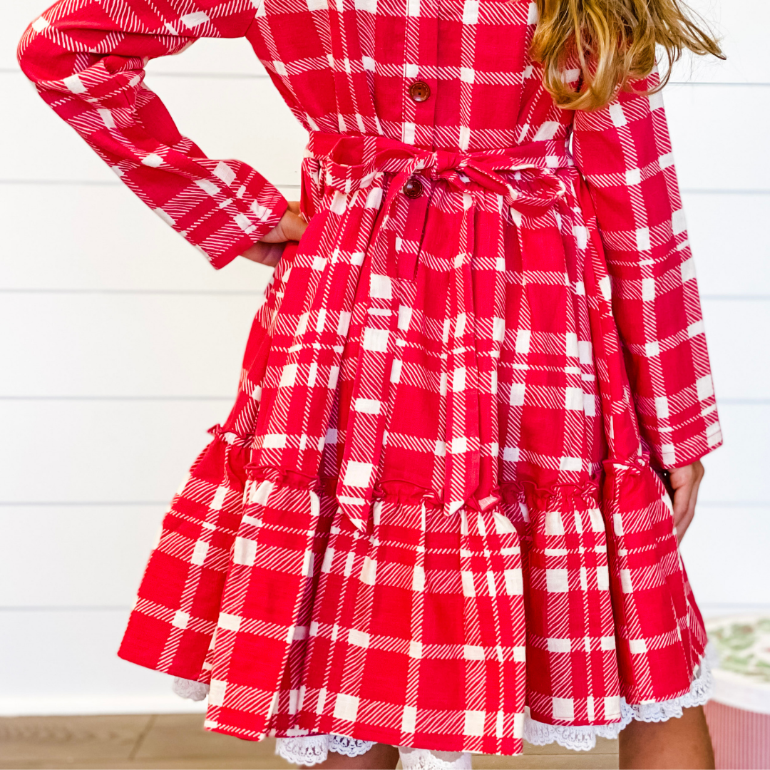Tallulah Dress - Crimson Plaid - Stellybelly