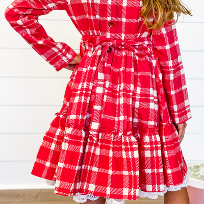 Tallulah Dress - Crimson Plaid - Stellybelly