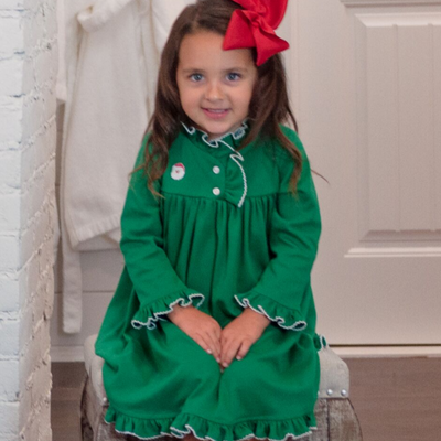 Embroidered Santa Face Nightgown - Christmas Green - Stellybelly