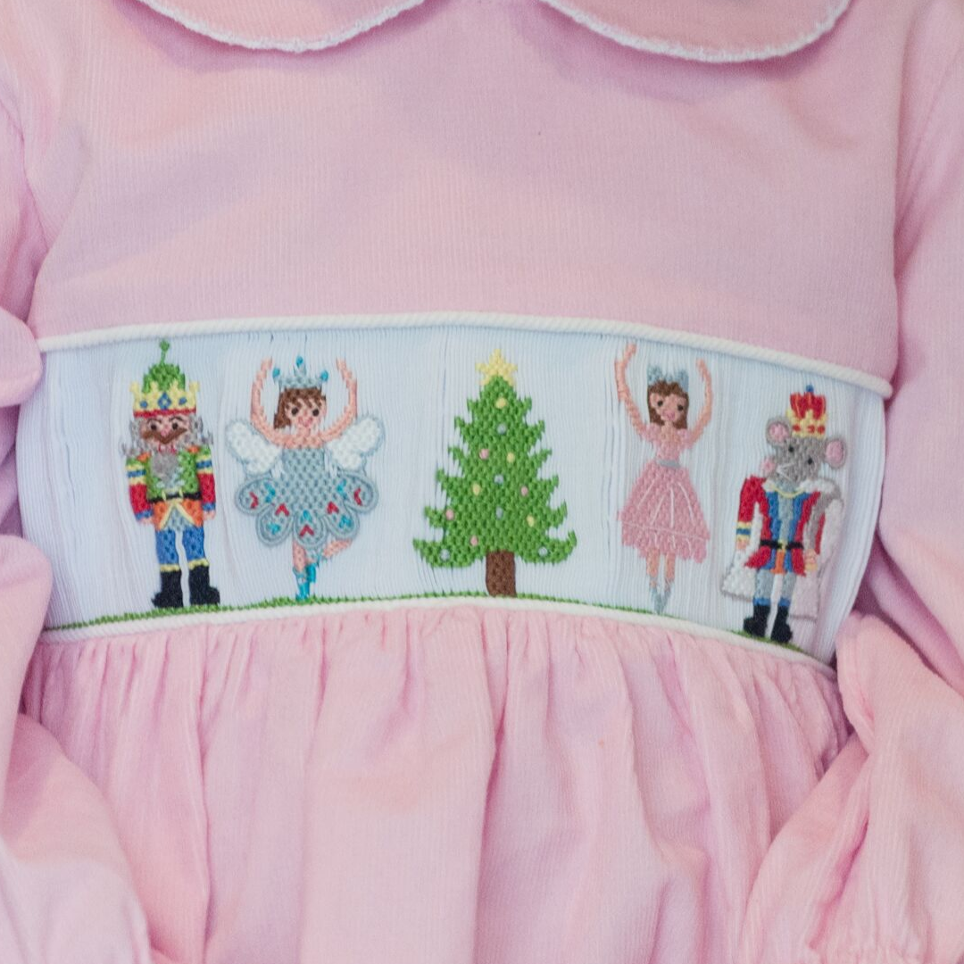 Smocked Nutcracker Collared Long Sleeve Dress - Stellybelly