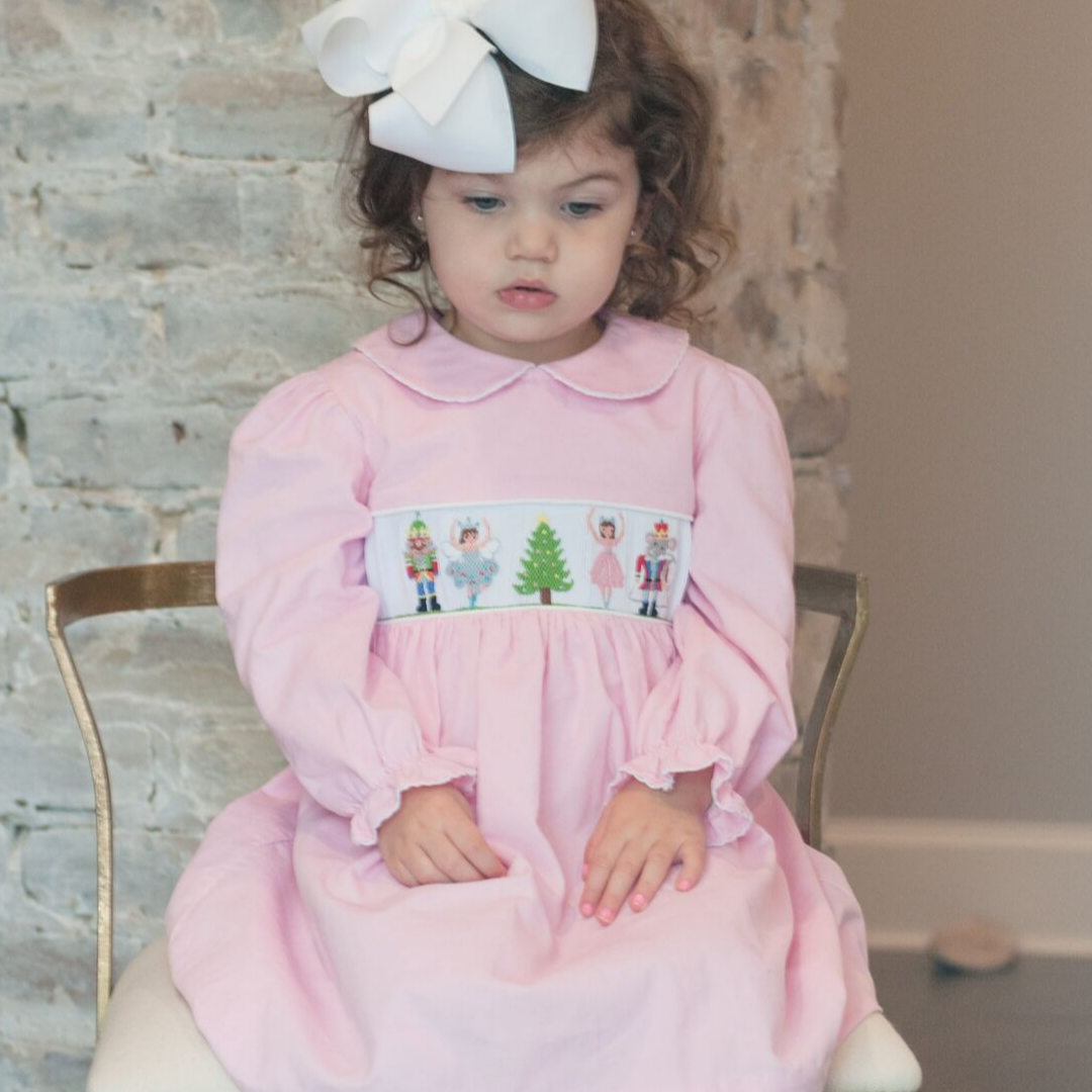 Smocked Nutcracker Collared Long Sleeve Dress - Stellybelly