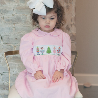 Smocked Nutcracker Collared Long Sleeve Dress - Stellybelly