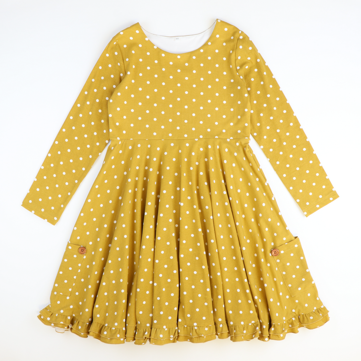 Olivia Dress - Mustard Polka Dot